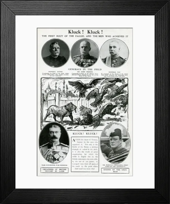 Framed Print : Cartoon and portraits, Kluck! Kluck!, WW1 Framed Print : Cartoon and portraits, Kluck! Kluck!, WW1