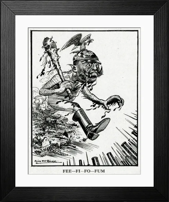 Framed Print : Cartoon, Fee-Fi-Fo-Fum, WW1 Framed Print : Cartoon, Fee-Fi-Fo-Fum, WW1