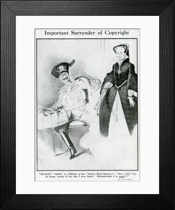 Framed Print : Cartoon, Important Surrender of Copyright, WW1 Framed Print : Cartoon, Important Surrender of Copyright, WW1