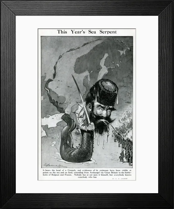 Framed Print : Cartoon, This Years Sea Serpent, WW1