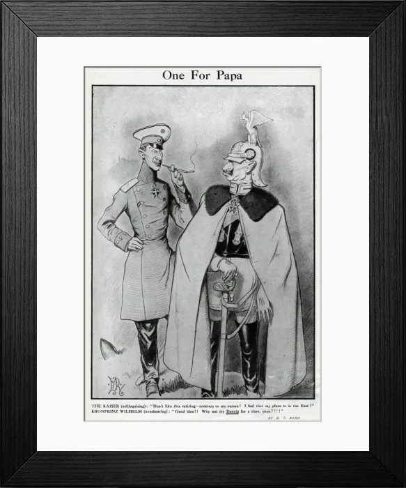 Framed Print : Cartoon, One For Papa, WW1 Framed Print : Cartoon, One For Papa, WW1