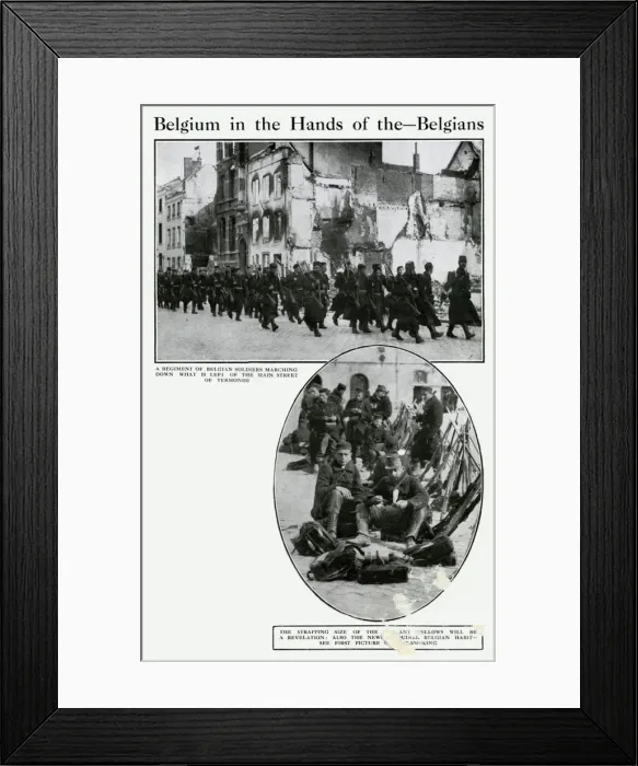 Framed Print : Belgian troops in Termonde, WW1 Framed Print : Belgian troops in Termonde, WW1