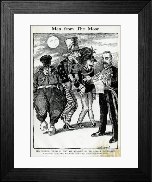 Framed Print : Cartoon, Men from The Moon, WW1 Framed Print : Cartoon, Men from The Moon, WW1