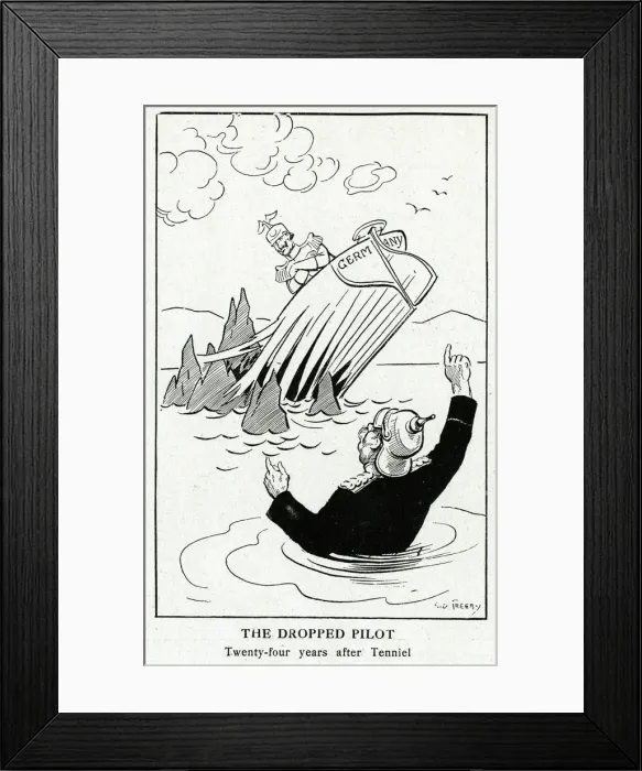 Framed Print : Cartoon, The Dropped Pilot, WW1 Framed Print : Cartoon, The Dropped Pilot, WW1