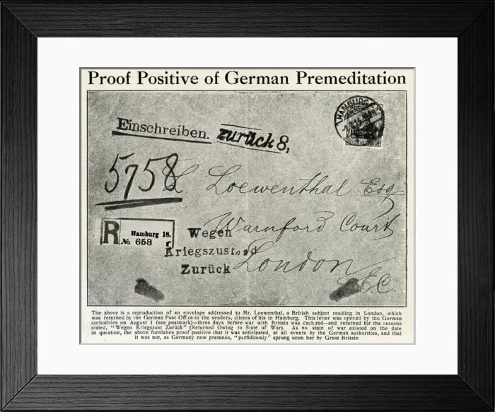Framed Print : Letter returned to sender, WW1 Framed Print : Letter returned to sender, WW1