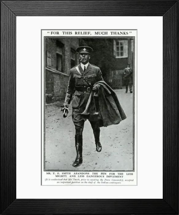 Framed Print : F E Smith MP in uniform, WW1