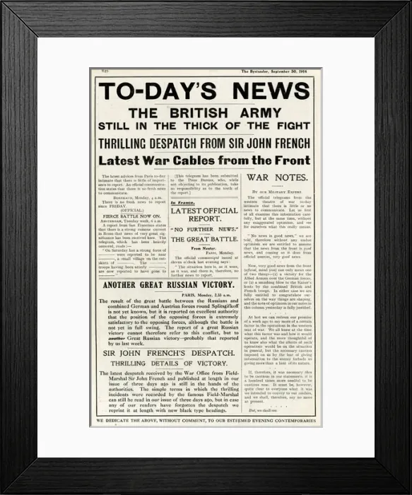 Framed Print : Wartime news satire, WW1