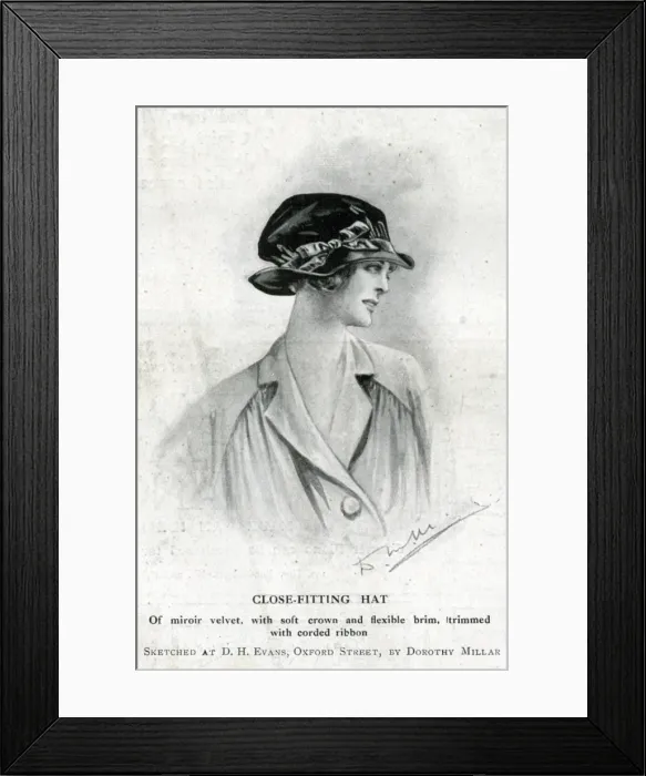 Framed Print : Woman in elegant close-fitting hat Framed Print : Woman in elegant close-fitting hat