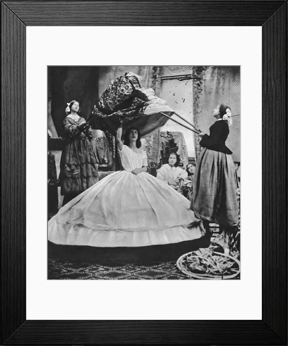 Framed Print : Crinoline Difficulties 1860s Framed Print : Crinoline Difficulties 1860s