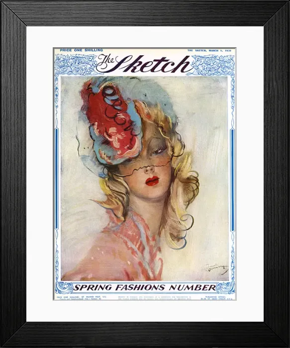 Framed Print : Sketch front cover, Spring Fashion Number 1939 Framed Print : Sketch front cover, Spring Fashion Number 1939