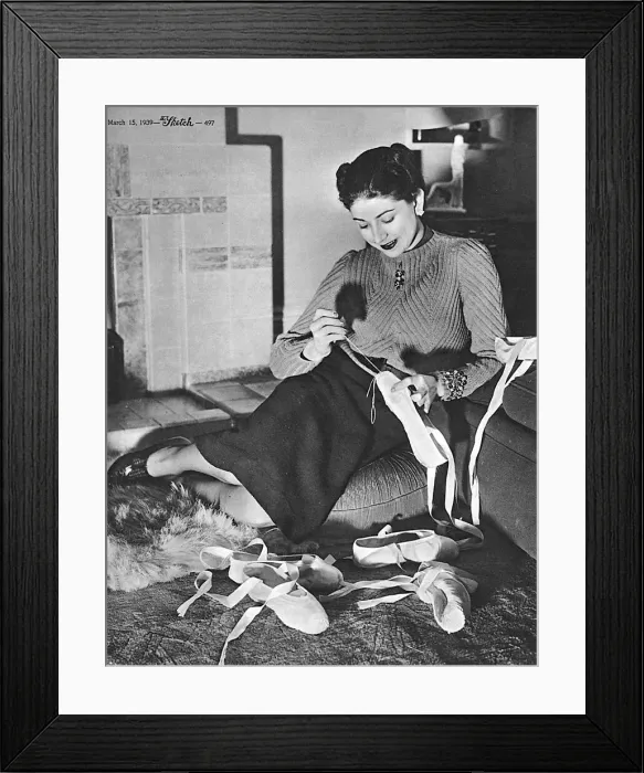 Framed Print : Margot Fonteyn repairing her ballet shoes Framed Print : Margot Fonteyn repairing her ballet shoes