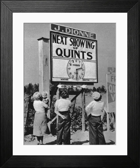 Framed Print : The next showing of the Dionne quintuplets to visitors, 1936 Framed Print : The next showing of the Dionne quintuplets to visitors, 1936