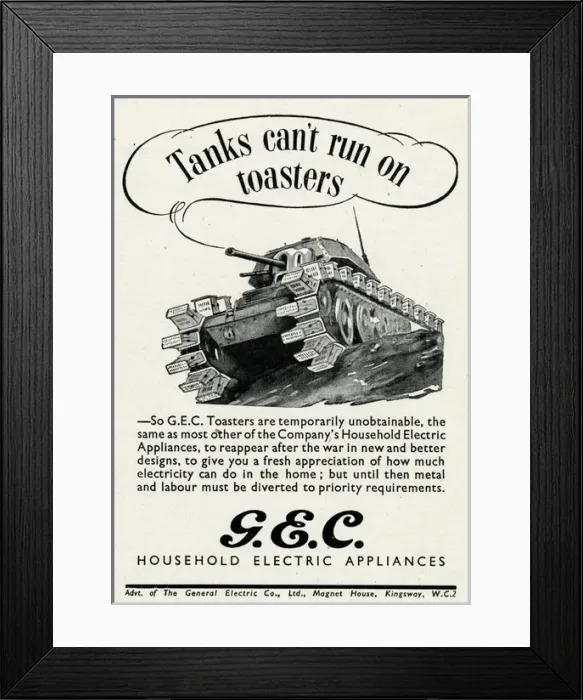 Framed Print : Advert for the General Electric Company 1944 Framed Print : Advert for the General Electric Company 1944