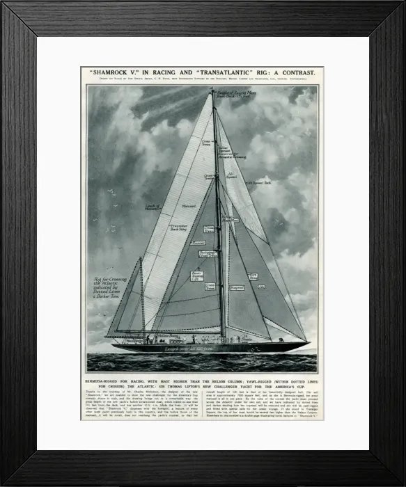 Framed Print : Shamrock V yacht by G. H. Davis