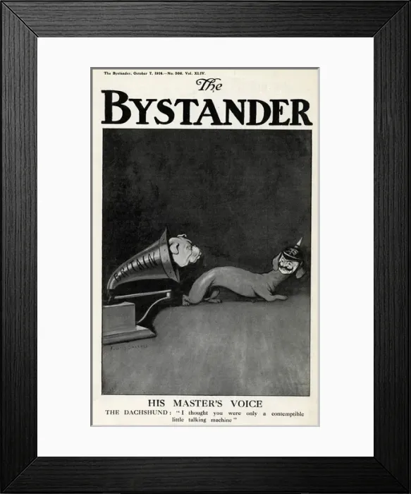 Framed Print : Cartoon, His Masters Voice, WW1 Framed Print : Cartoon, His Masters Voice, WW1