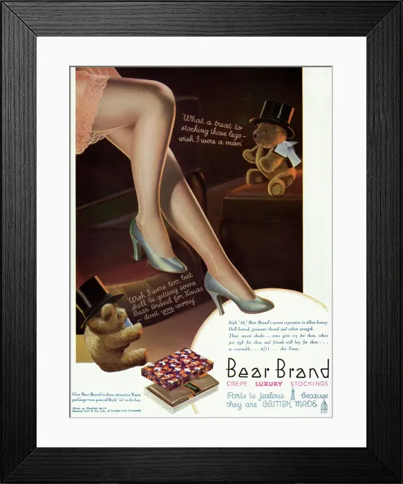 Framed Print : Advert for Stockings by Bear Brand 1933 Framed Print : Advert for Stockings by Bear Brand 1933