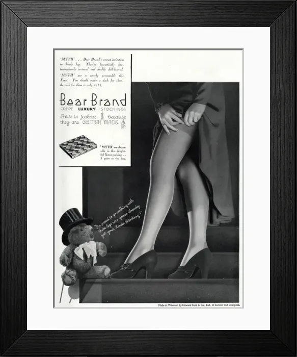 Framed Print : Advert for Stockings by Bear Brand 1933 Framed Print : Advert for Stockings by Bear Brand 1933