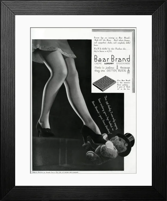Framed Print : Advert for Stockings by Bear Brand 1933 Framed Print : Advert for Stockings by Bear Brand 1933
