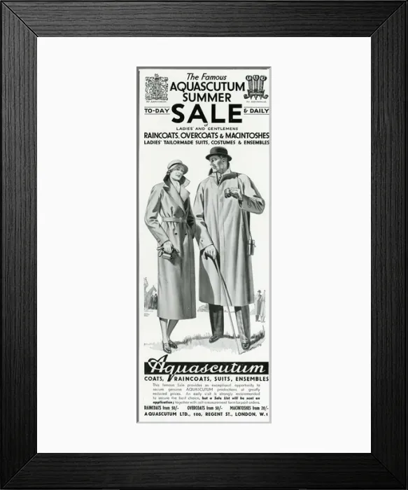 Framed Print : Advert for Aquascutum coats 1934 Framed Print : Advert for Aquascutum coats 1934