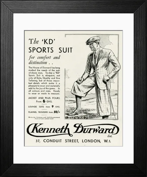 Framed Print : Advert for Kenneth Durward sports suits 1934 Framed Print : Advert for Kenneth Durward sports suits 1934