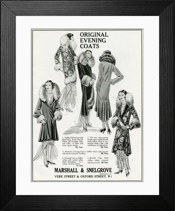 Framed Print : Advert for Marshall & Snelgrove evening coats 1929 Advert for Marshall & Snelgrove Framed Print : Advert for Marshall & Snelgrove evening coats 1929 Advert for Marshall & Snelgrove