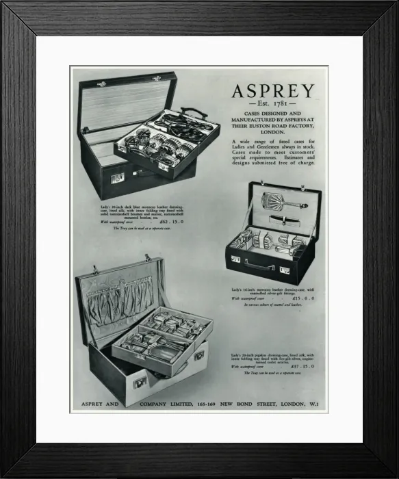 Framed Print : Advert for Asprey dressing case 1934