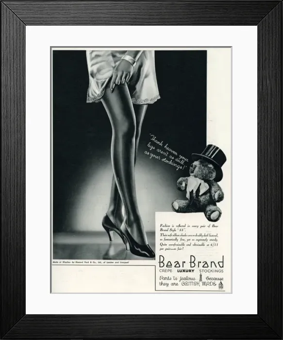 Framed Print : Advert for Stockings by Bear Brand 1934