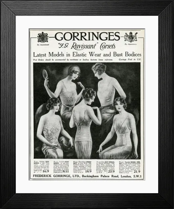 Framed Print : Advert for Gorringes lingerie 1923 Framed Print : Advert for Gorringes lingerie 1923