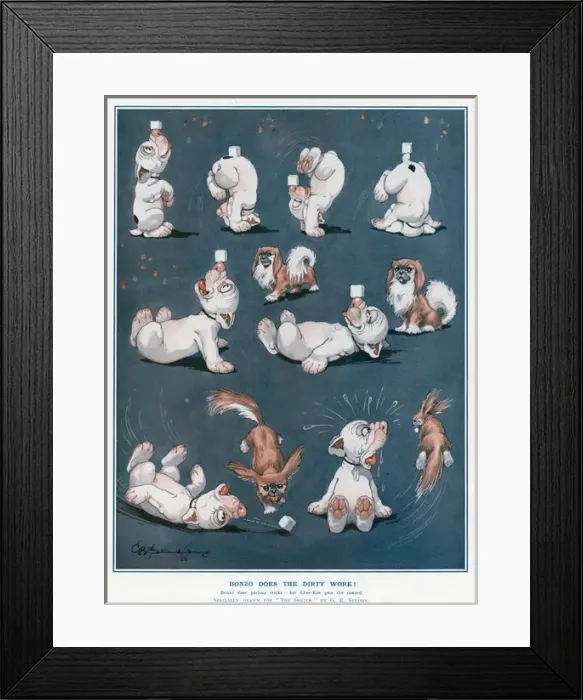 Framed Print : Bonzo does the dirty work! by George Studdy Framed Print : Bonzo does the dirty work! by George Studdy