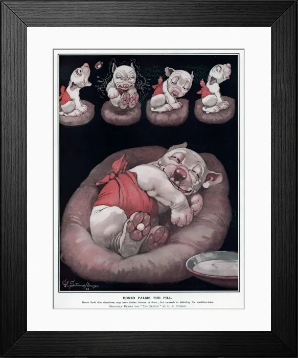 Framed Print : Bonzo palms the pill by George Studdy