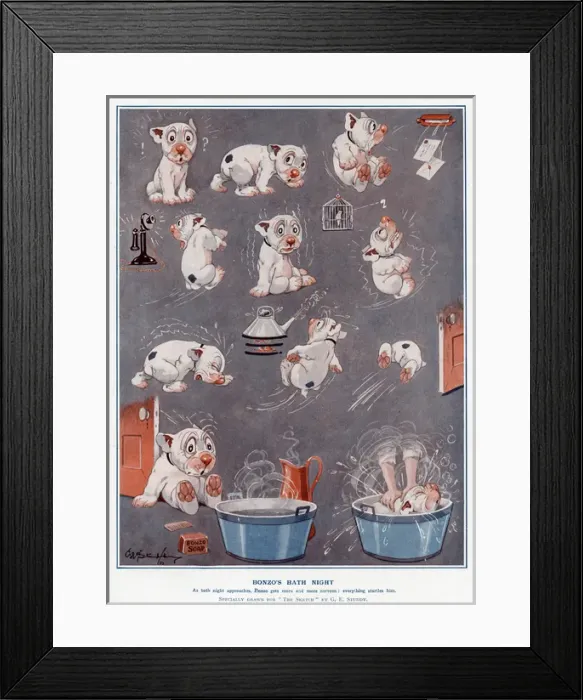 Framed Print : Bonzos bath night by George Studdy Framed Print : Bonzos bath night by George Studdy