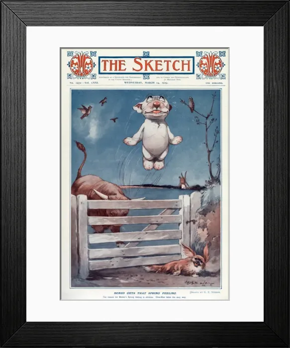 Framed Print : Bonzo gets that spring feeling by George Studdy Framed Print : Bonzo gets that spring feeling by George Studdy