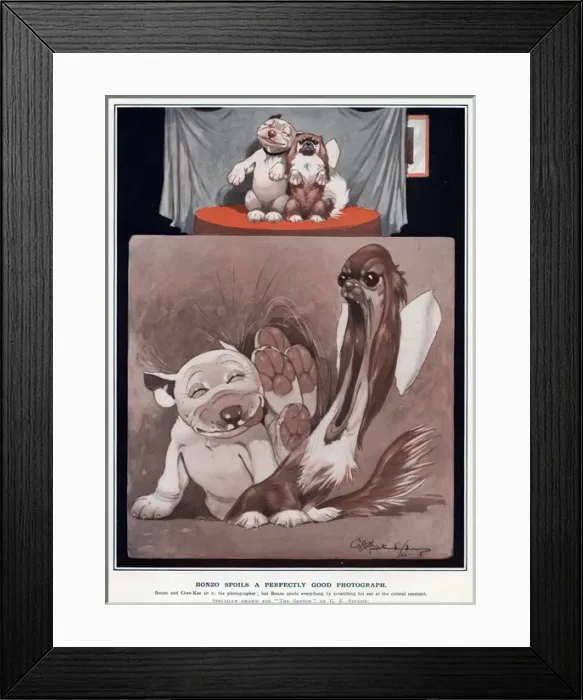 Framed Print : Bonzo spoils a perfectly good photograph by George Studdy Framed Print : Bonzo spoils a perfectly good photograph by George Studdy
