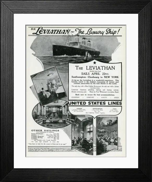 Framed Print : Leviathan luxury American ship 1924 Framed Print : Leviathan luxury American ship 1924