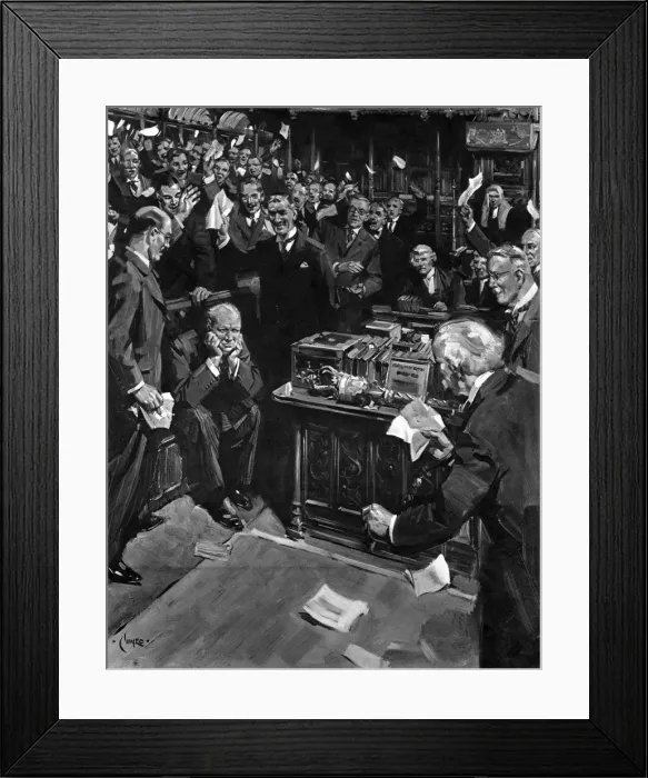 Framed Print : Churchill cheered by the House Framed Print : Churchill cheered by the House
