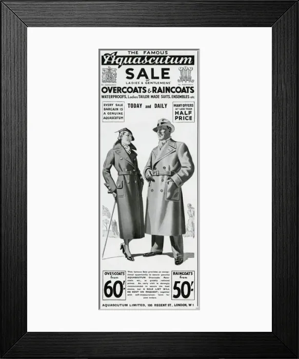 Framed Print : Advert for Aquascutum coats 1935 Framed Print : Advert for Aquascutum coats 1935