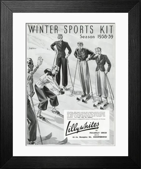 Framed Print : Advert for Lillywhites skiwear 1938 Framed Print : Advert for Lillywhites skiwear 1938