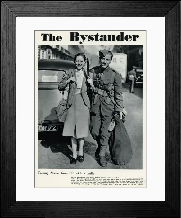 Framed Print : Tommy Atkins goes off with a smile 1939 Framed Print : Tommy Atkins goes off with a smile 1939