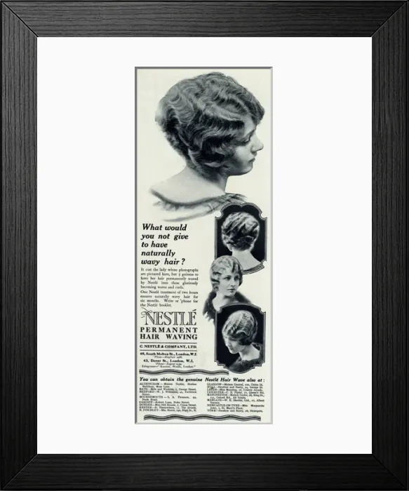 Framed Print : Advert for Nestle permanent hairwave 1923 Framed Print : Advert for Nestle permanent hairwave 1923