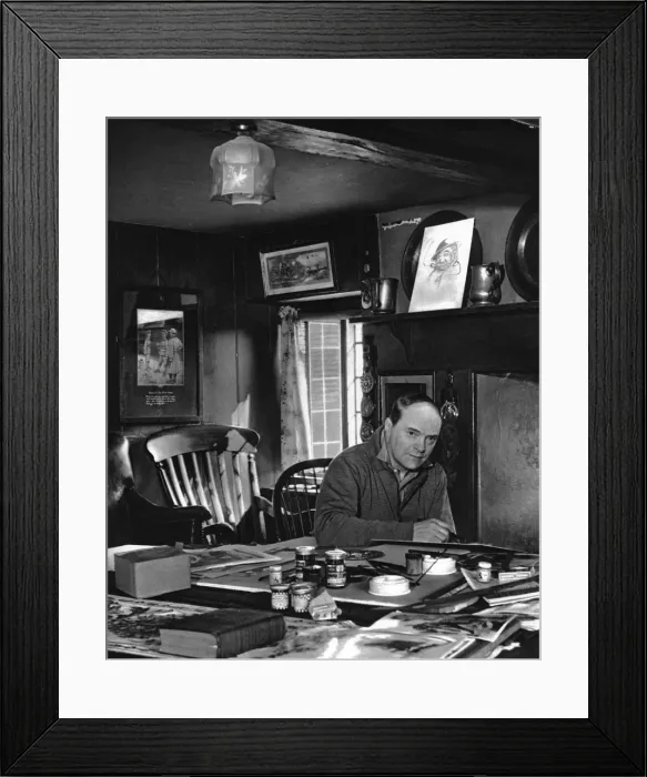 Framed Print : Captain Bruce Bairnsfather at work Framed Print : Captain Bruce Bairnsfather at work