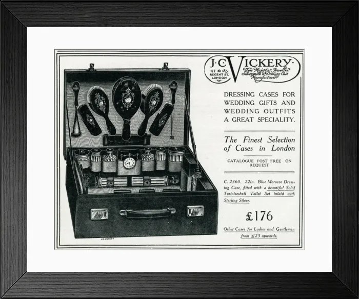 Framed Print : Advert for J. C. Vickery dressing case 1920 Framed Print : Advert for J. C. Vickery dressing case 1920