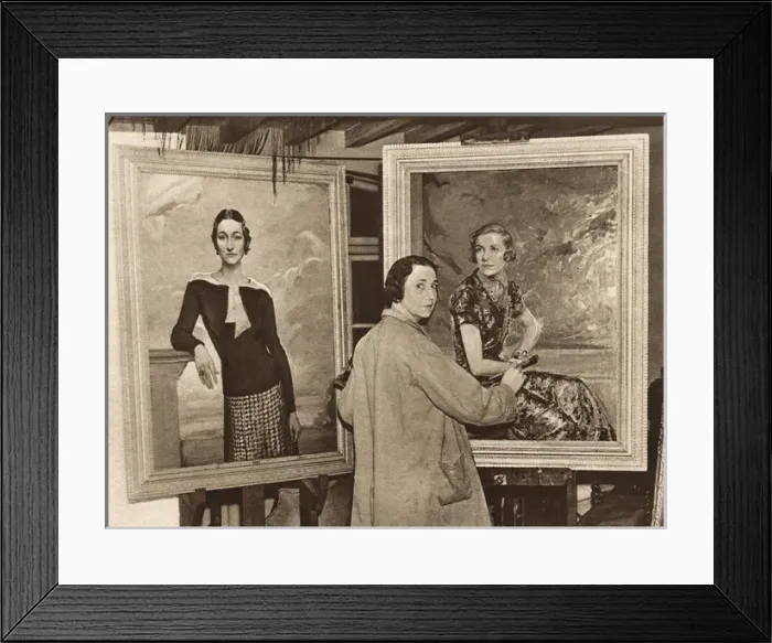 Framed Print : M. Baynon Copeland working portraits of Lady Mountbatten & W Framed Print : M. Baynon Copeland working portraits of Lady Mountbatten & W