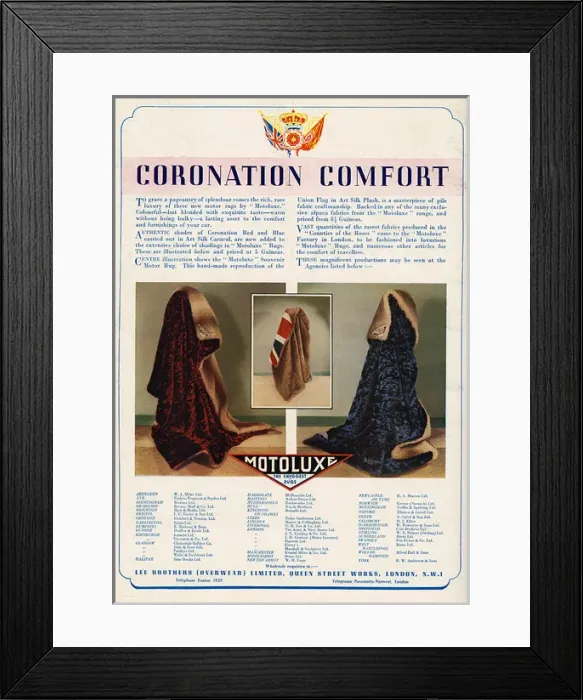 Framed Print : Motorluxe rugs, special 1937 Coronation designs
