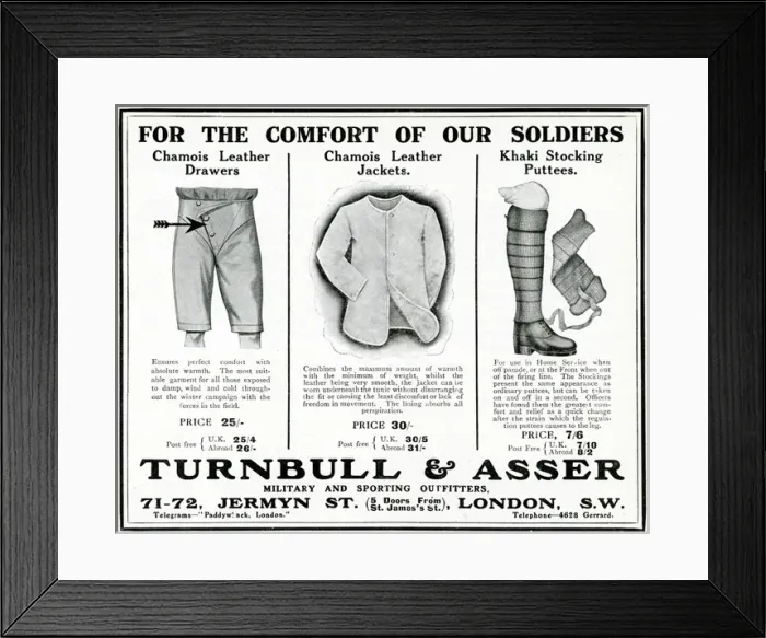 Framed Print : Advert for Turnbull and Asser military outfits 1916 Framed Print : Advert for Turnbull and Asser military outfits 1916