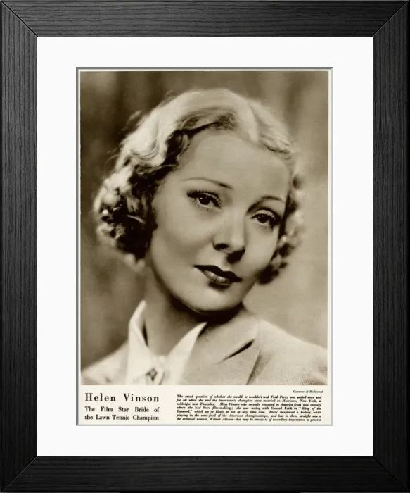 Framed Print : Helen Vinson in 1935 Framed Print : Helen Vinson in 1935