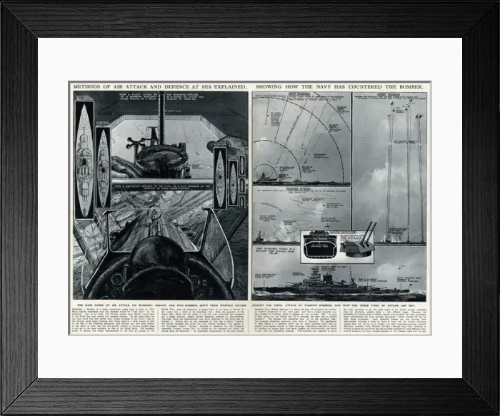 Framed Print : Air attack and defence at sea by G. H. Davis Framed Print : Air attack and defence at sea by G. H. Davis