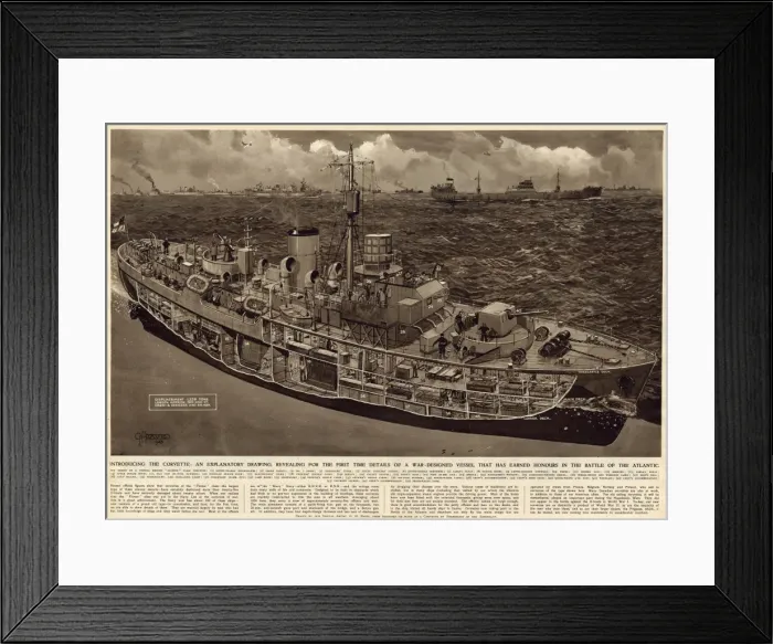Framed Print : Detailed drawing of the Corvette by G. H. Davis Framed Print : Detailed drawing of the Corvette by G. H. Davis