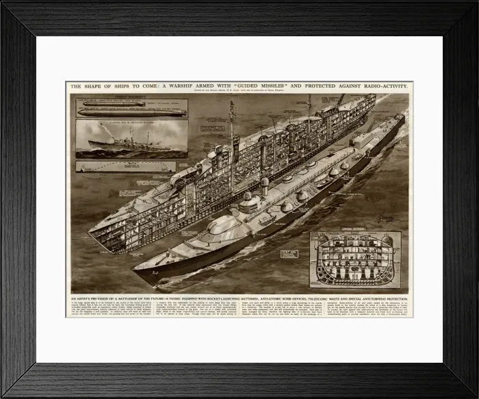 Framed Print : Warship with guided missiles by G. H. Davis Framed Print : Warship with guided missiles by G. H. Davis