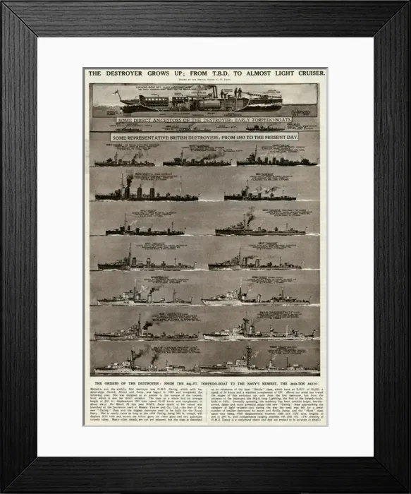 Framed Print : British destroyers by G. H. Davis Framed Print : British destroyers by G. H. Davis