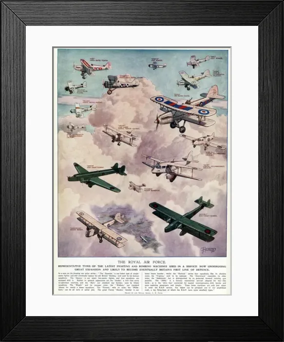 Framed Print : RAF aircraft of 1935 by G. H. Davis Framed Print : RAF aircraft of 1935 by G. H. Davis
